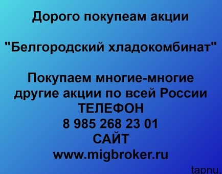 Продать акции «Белгородский хладокомбинат» по выгодной цене.
