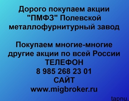 Продать акции «ПМФЗ Полевской металлофурнитурный завод» по выгодной цене.